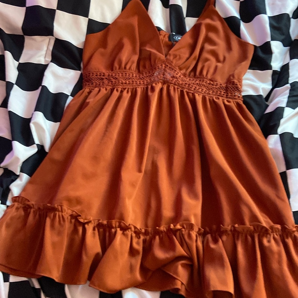 Spaghetti strap dark orange dress🧡